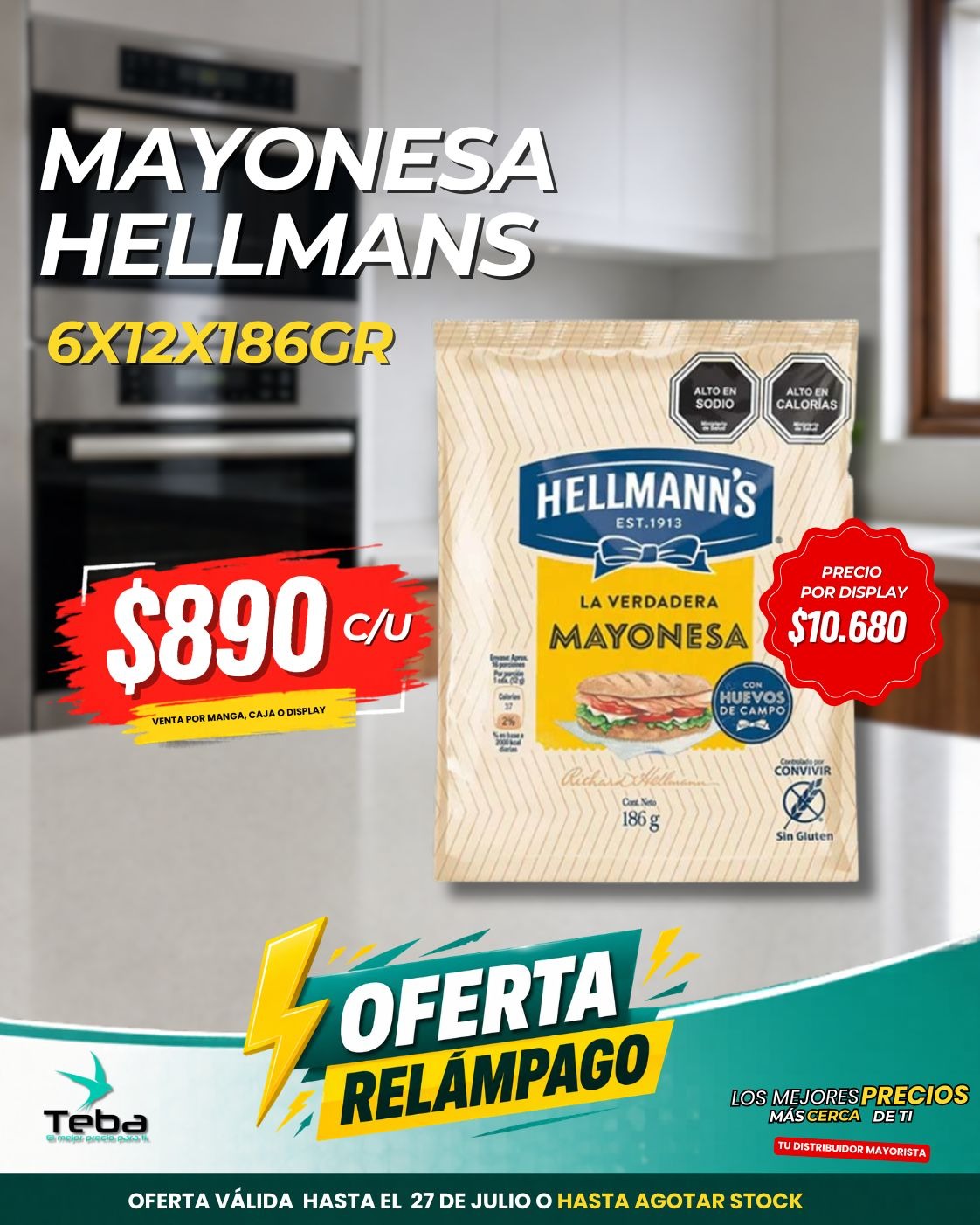 Ofertas relámpago - MAYONESA HELLMANS 6X12X186 GR