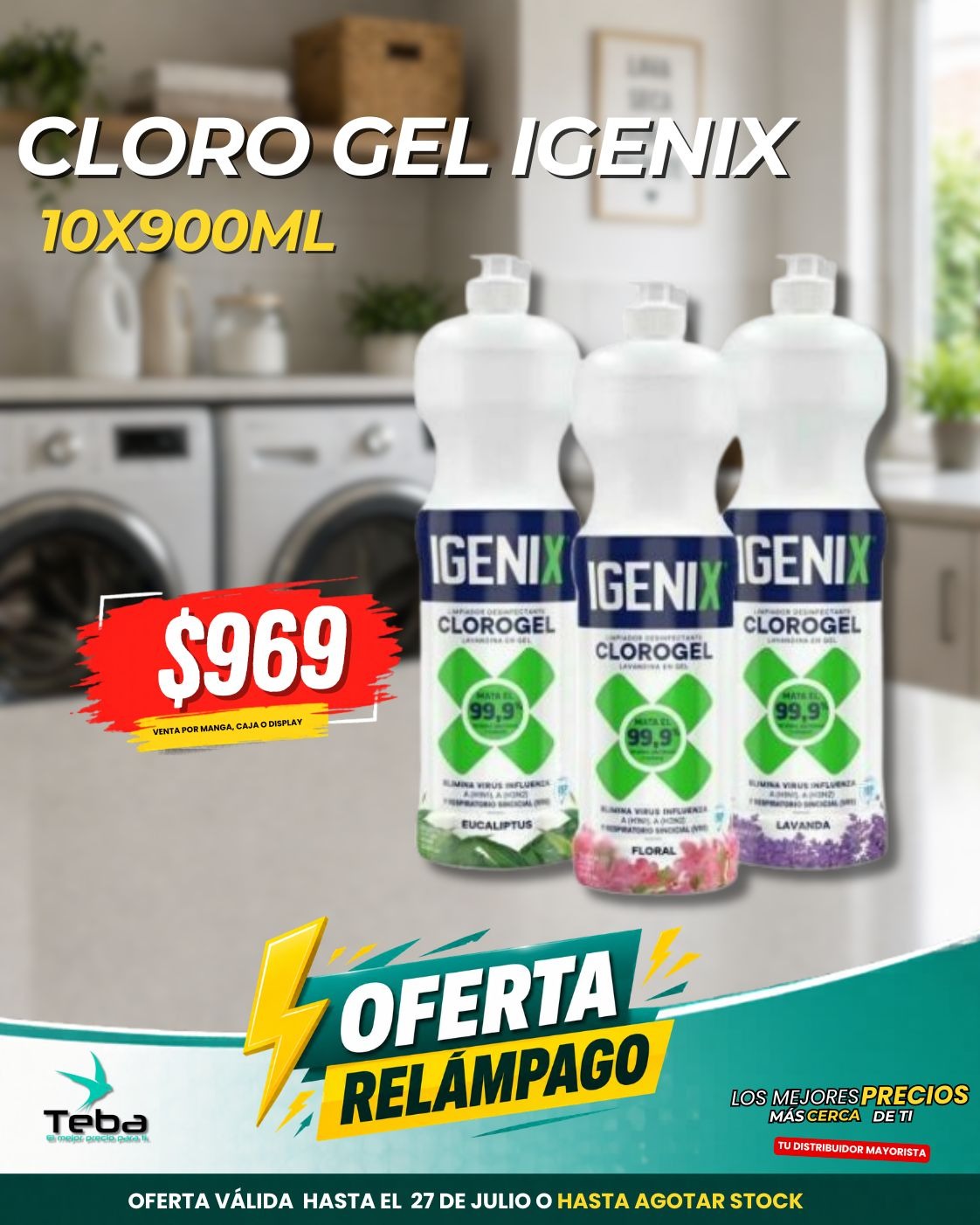 Ofertas relámpago - CLOROGEL IGENIX TRADICIONAL 10X900ML