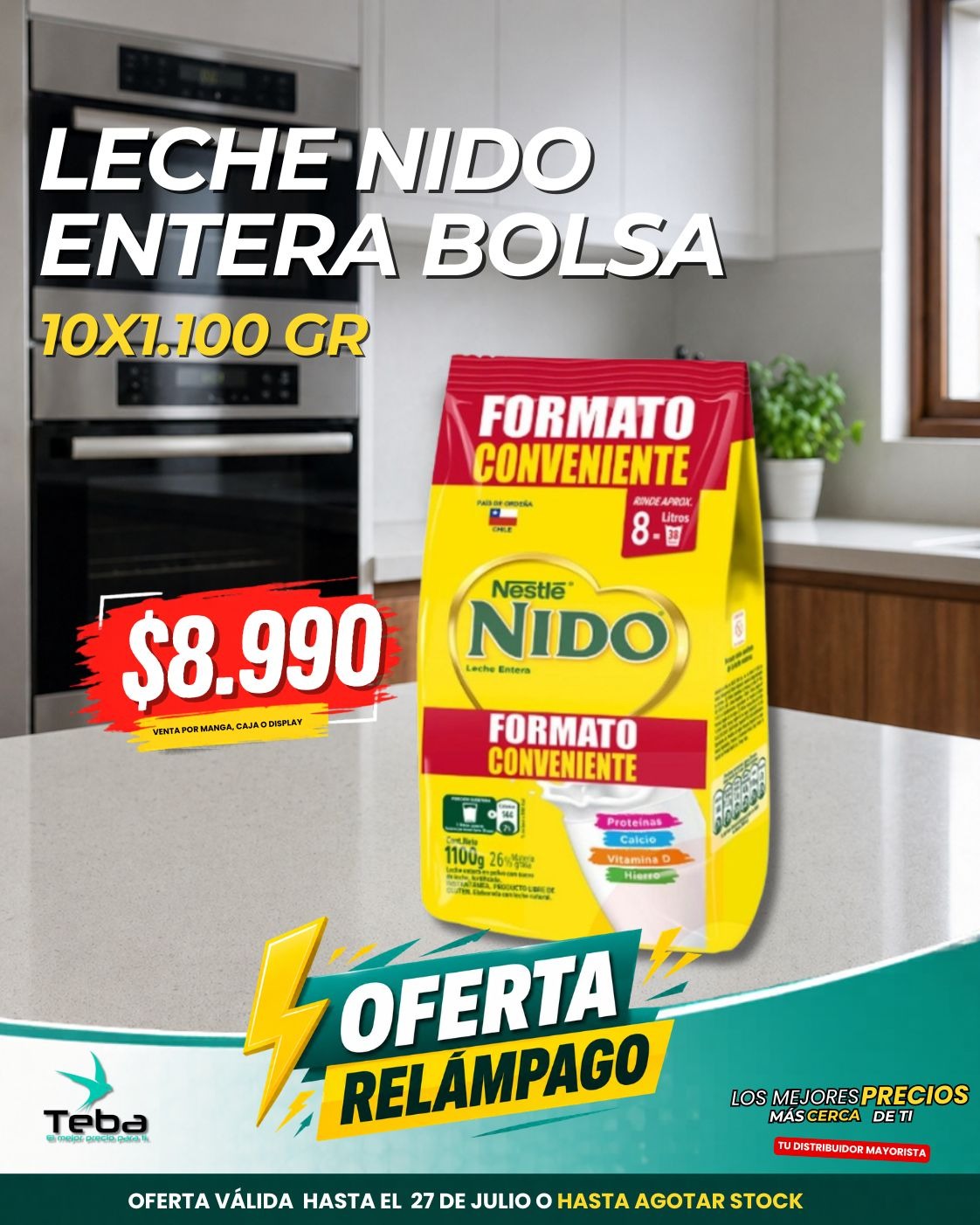 Ofertas relámpago - LECHE NIDO ENTERA BOLSA 10X1.100 GR