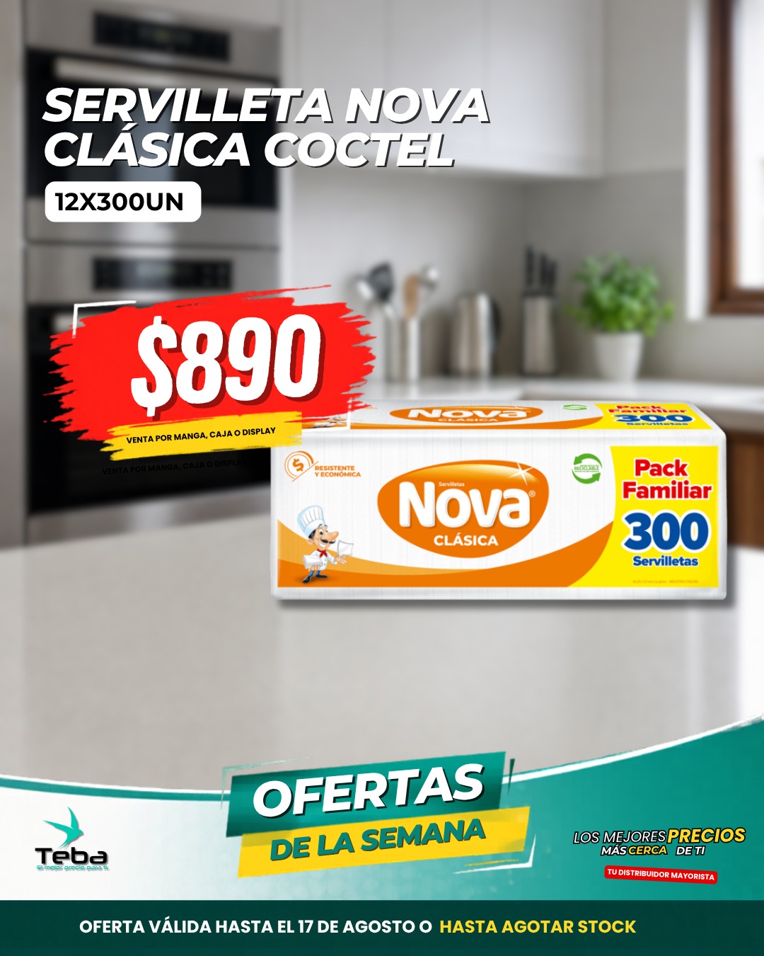 Ofertas de la semana - SERVILLETA NOVA CLASICA COCTEL 12X300UN