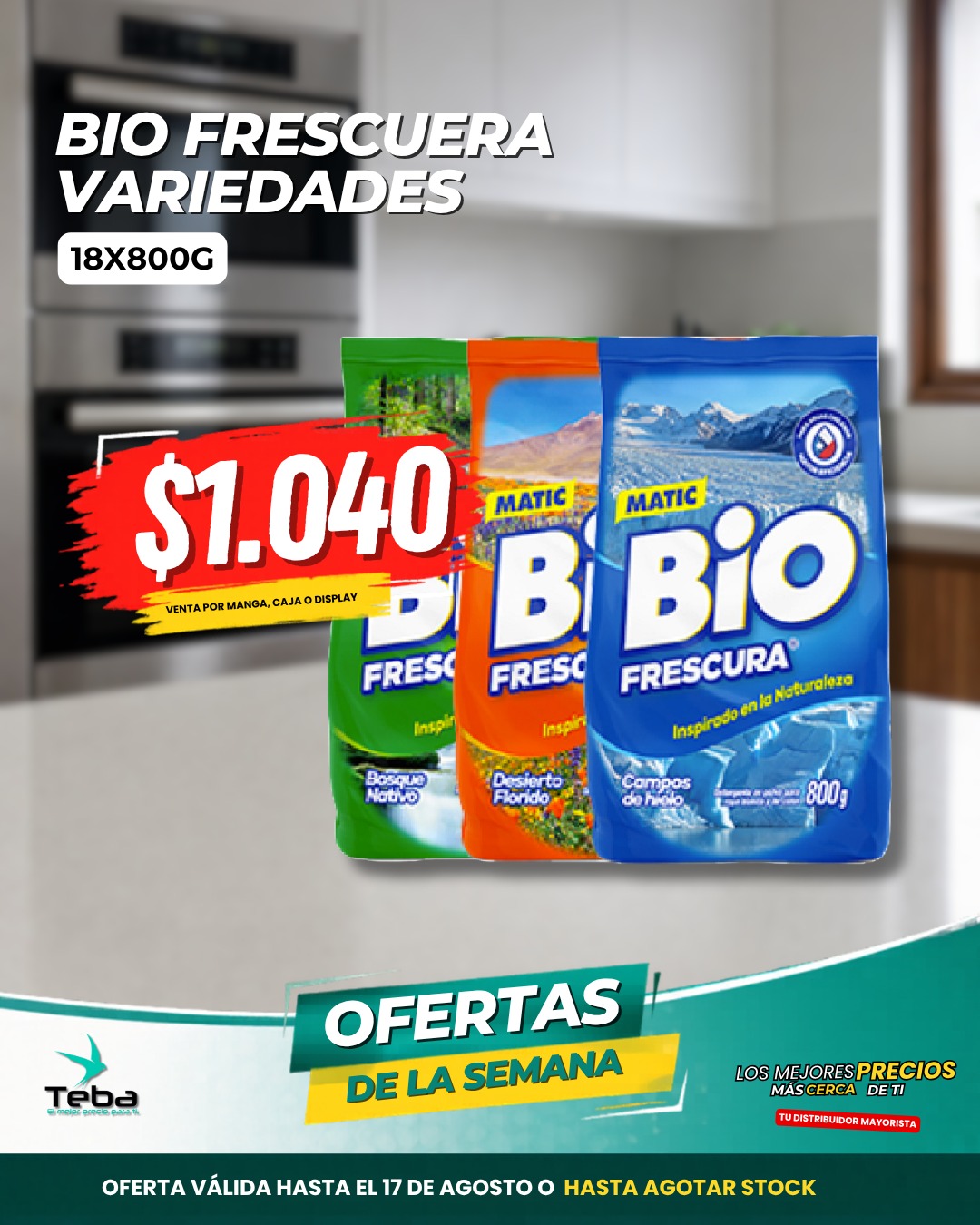 Ofertas de la semana - DETERGENTE BIO FRESCURA BOSQ NATIVO VERDE 18X800 G