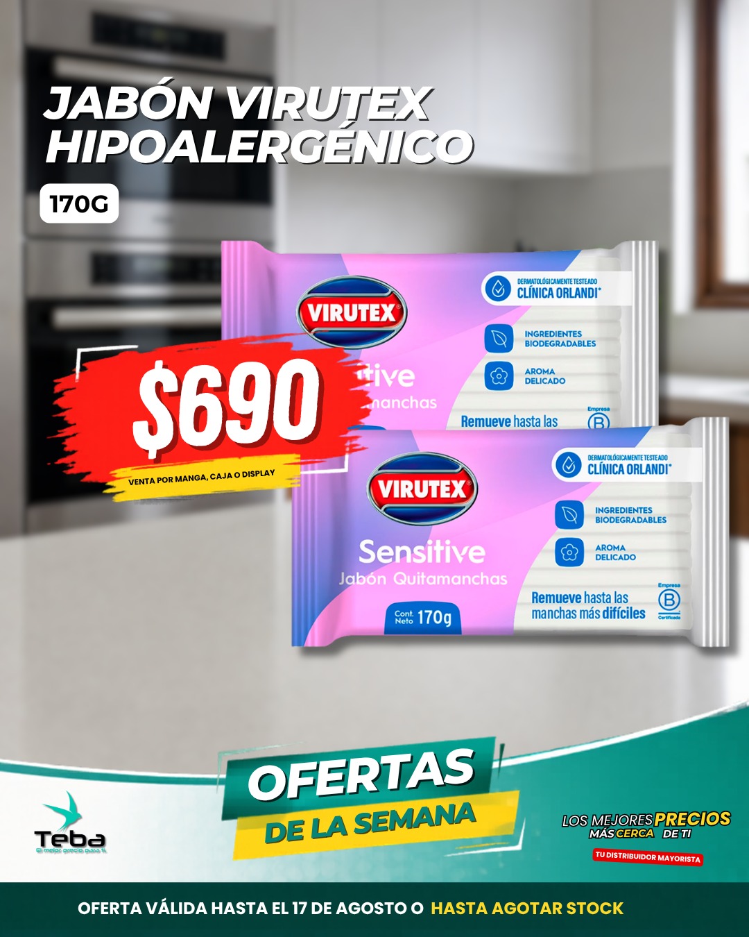 Ofertas de la semana - JABON ROPA VIRUTEX HIPOALERGENICO 170G